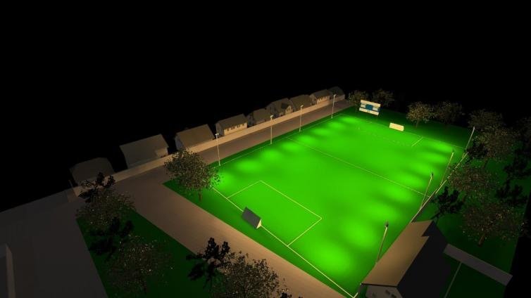 Iluminação campo futebol Jardim das Oliveiras em Cáceres