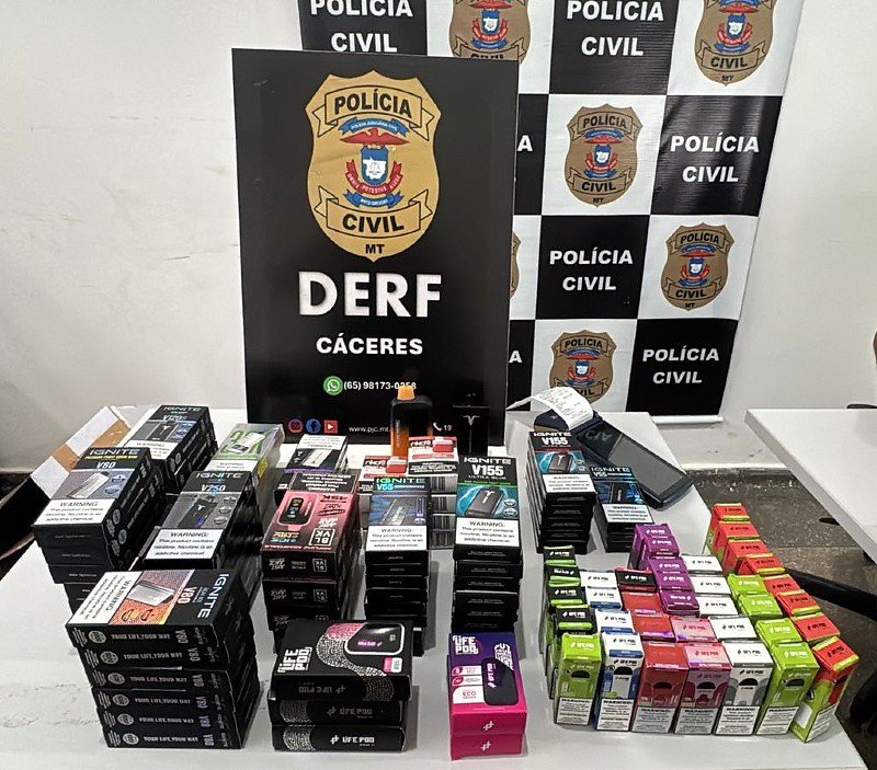Apreensão de vapers em Cáceres após operação da DERF