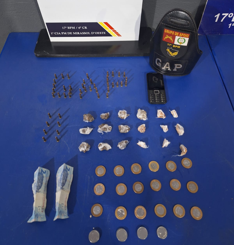 Idoso preso facção: PM apreende drogas e munições em Mirassol