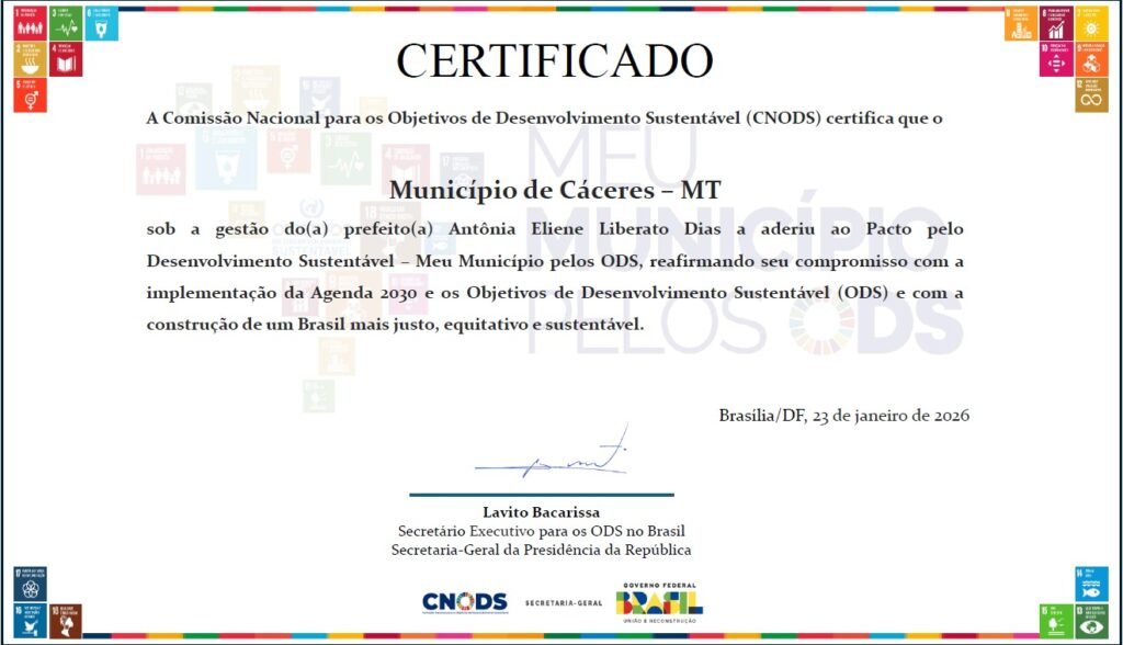 Cáceres ODS: Município formaliza adesão a programa da ONU