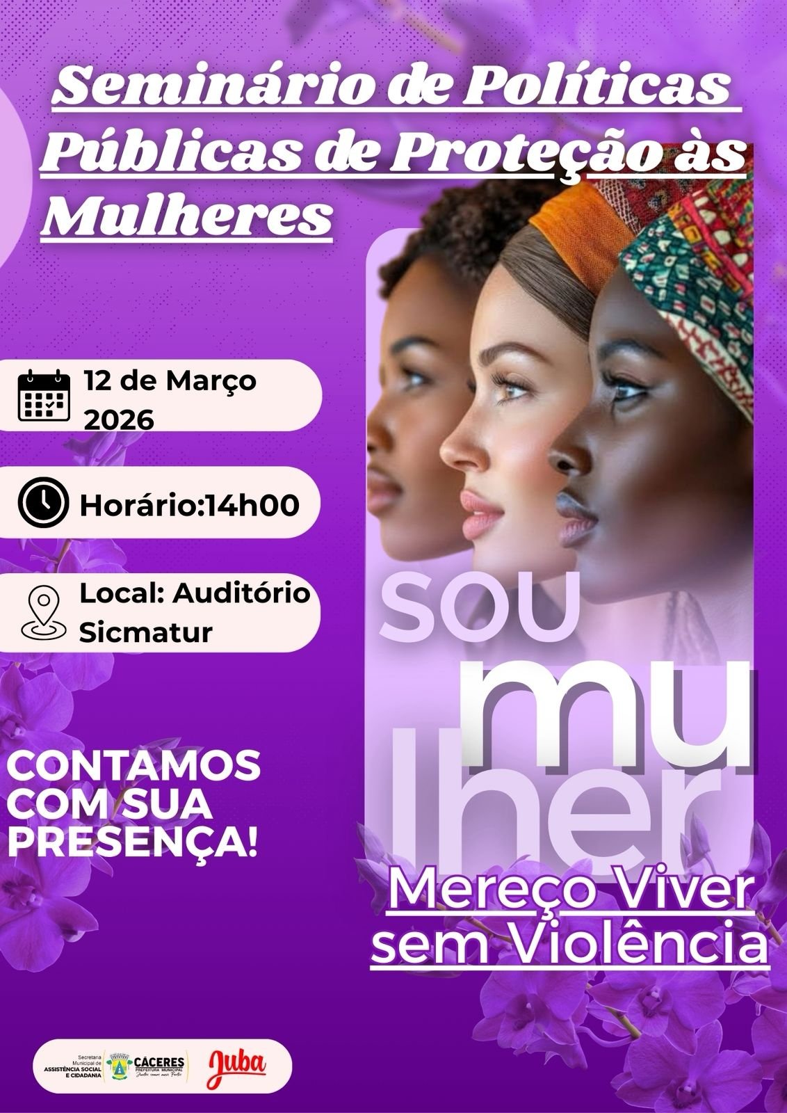 Seminário de Proteção às Mulheres em Cáceres no dia 12 de março