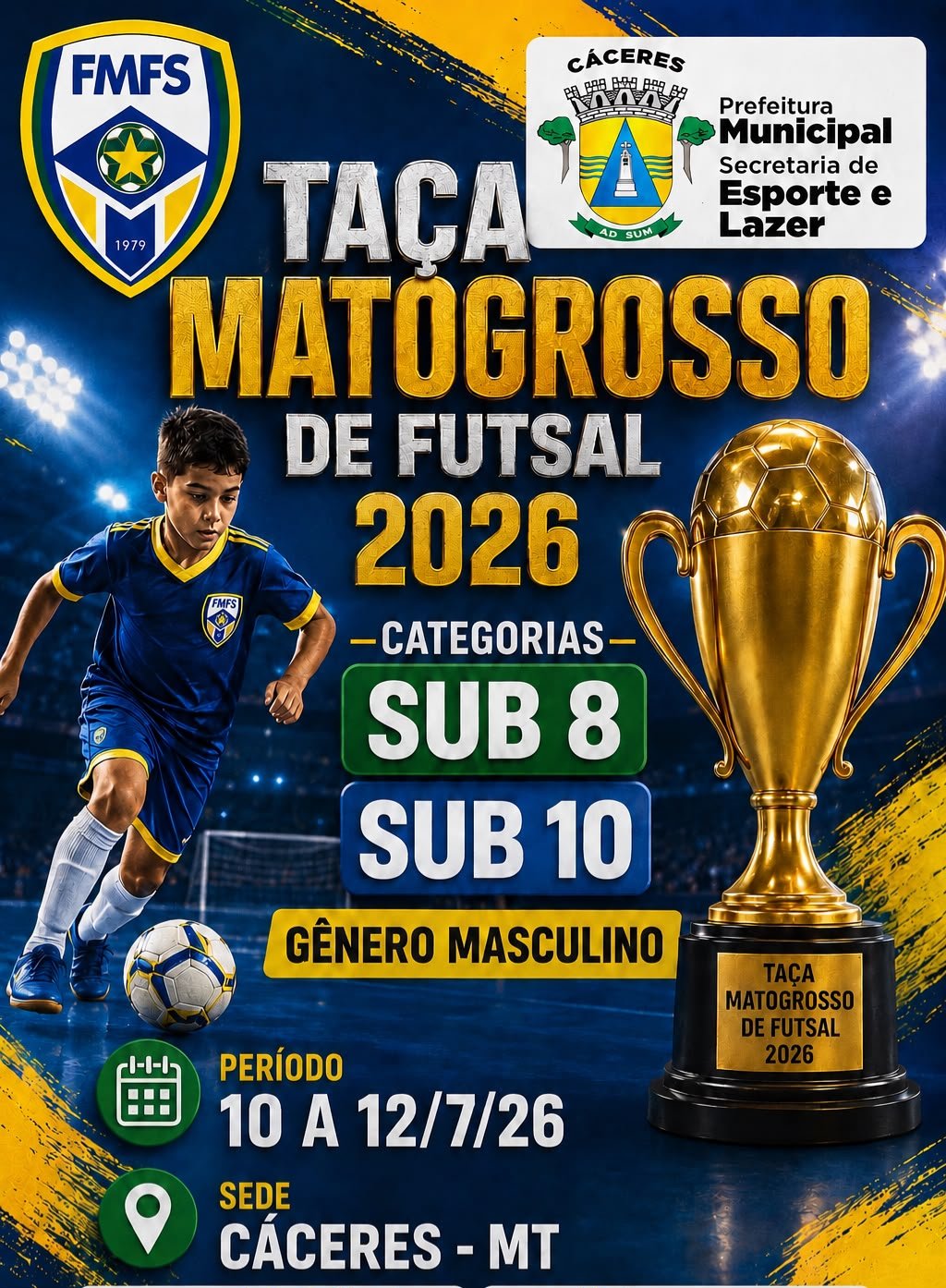 Taça Mato Grosso de Futsal: Cáceres sedia competição sub-8 e sub-10