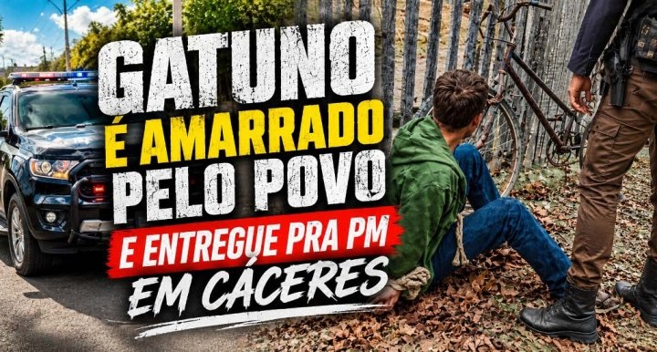 Suspeito de furto em Cáceres é amarrado e entregue à PM