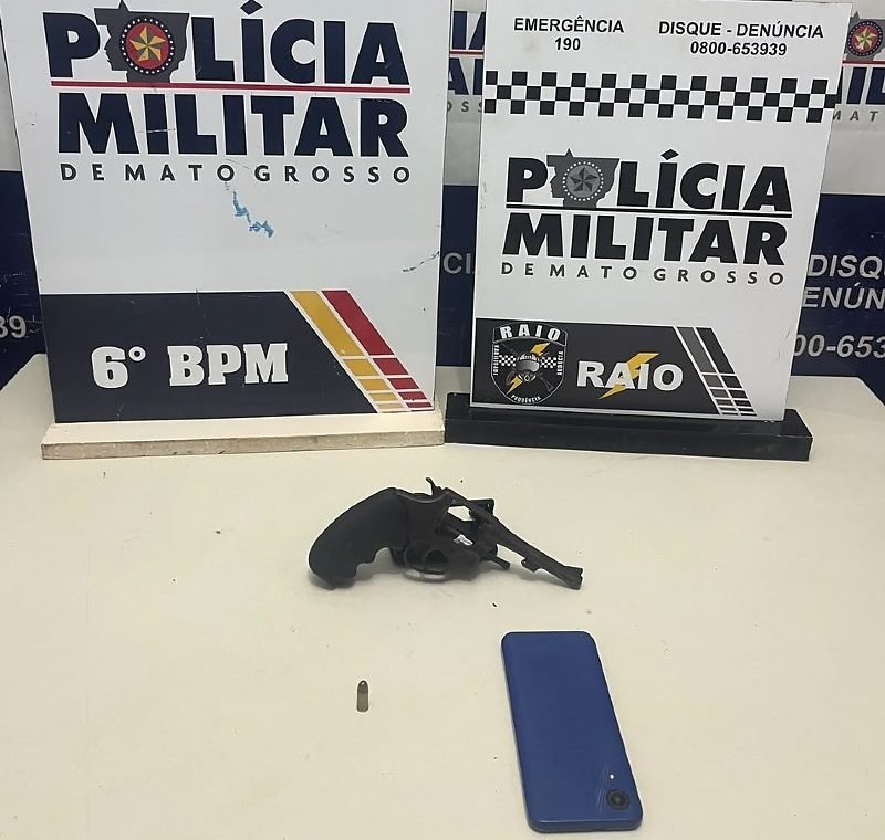 Prisão de jovem em Cáceres com revólver .32 no Jardim Padre Paulo