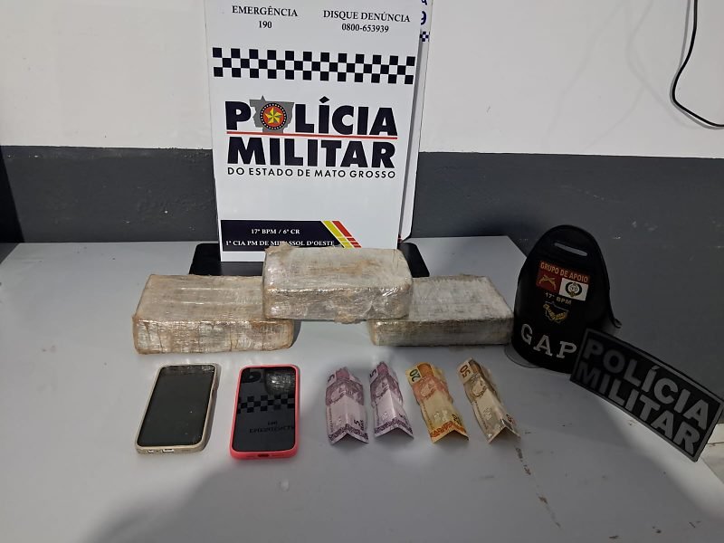 Ação da Polícia Militar resulta em prisão por tráfico em Mirassol D’Oeste