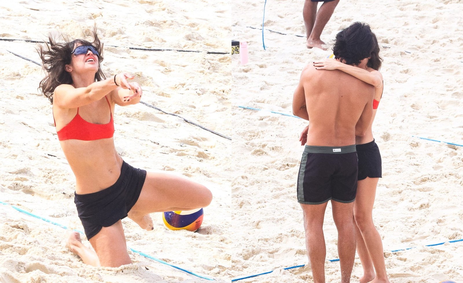 Agatha Moreira e Rodrigo Simas jogam vôlei em praia do Rio
